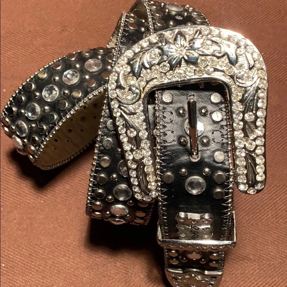 BHW Leather Sparkly Embellished studded belt